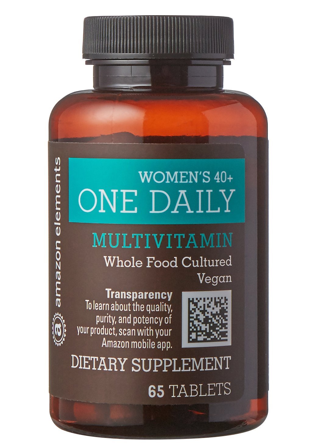 Amazon Brand - Amazon Elements Women’s 40+ One Daily Multivitamin, 66% Whole Food Cultured, Vegan, 65 Tablets, 2 month supply