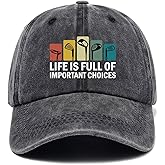 Jxubeuro Life is Full of Important Choices, Funny Baseball Cap, Funny Hats, Golf Gifts Hat, Adjustable Cotton Baseball Cap for Men Women Black