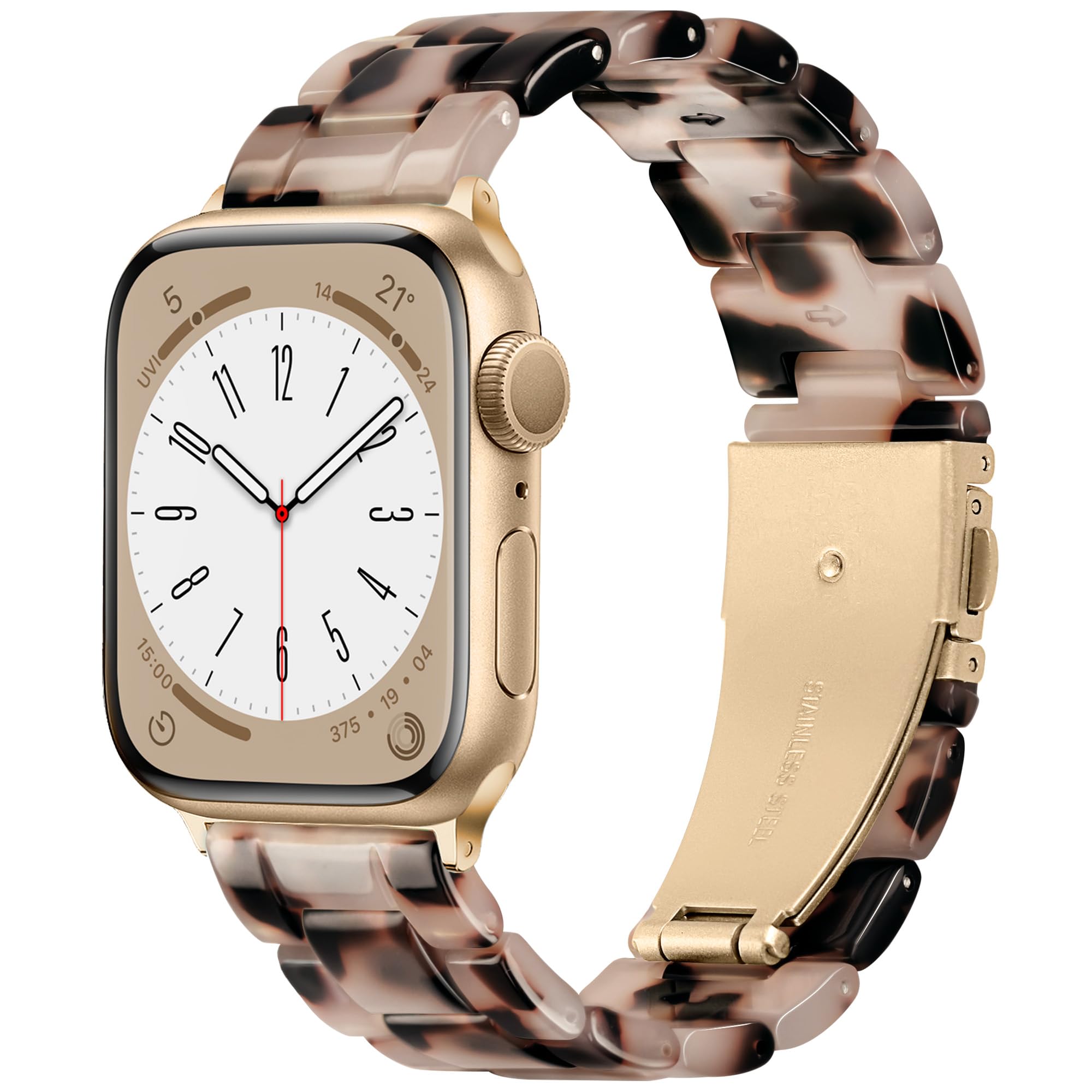 Vamyzji Compatible with Apple Watch Strap 42mm(Series 11 10) 41mm 40mm 38mm, Light Resin Waterproof Sport iWatch Strap, Gold Stainless Steel Clasp for Apple Watch Series 11 10 9 8 7 6 5 4 SE 3 2 1