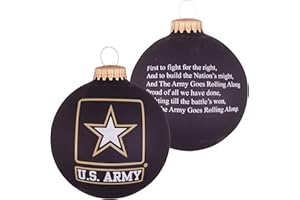 Christmas by Krebs 3 1/4" (80mm) Made in The USA Designer Seamless Patriotic Logo and Hymn Glass Christmas Ball Keepsake Ornament, Army