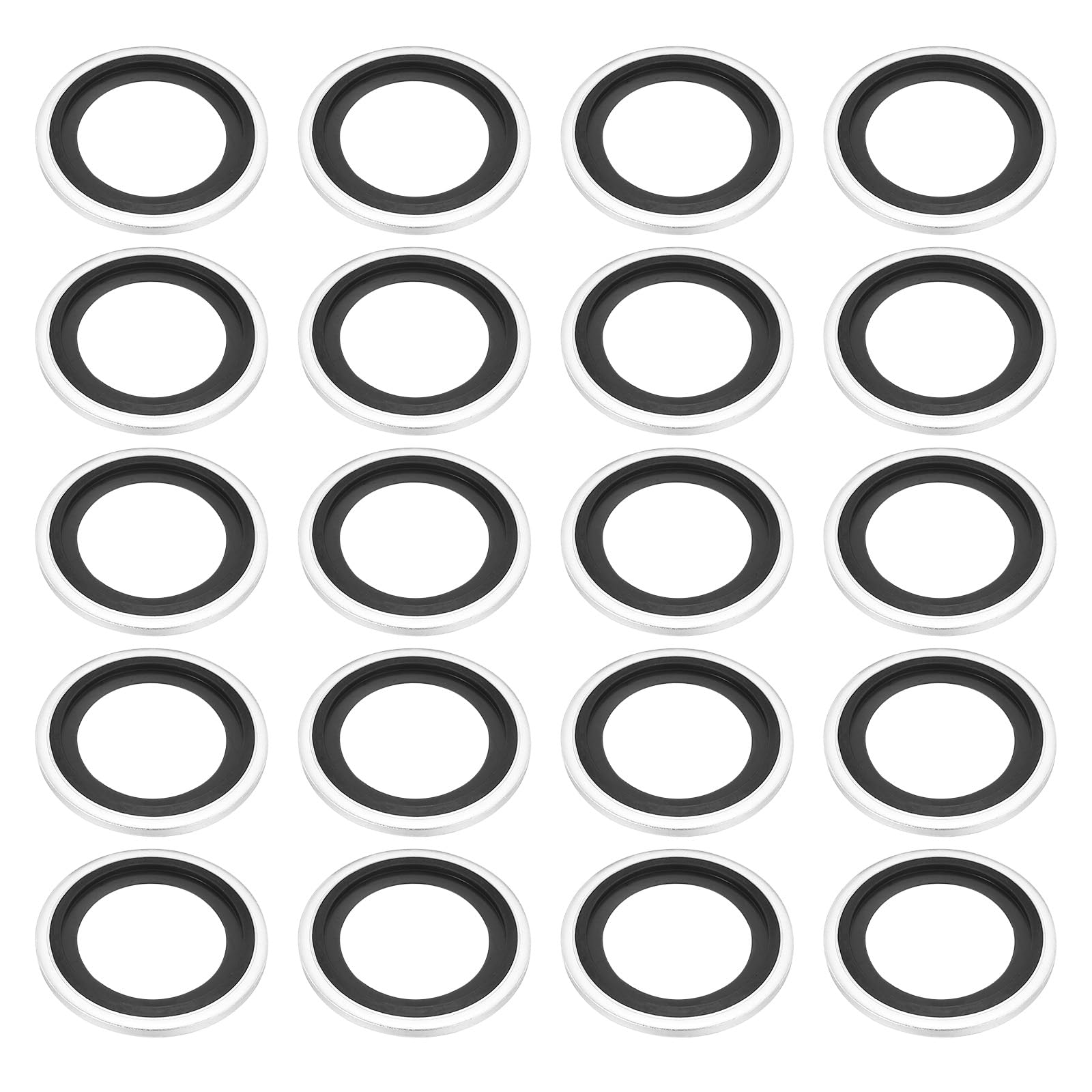 PATIKIL M24 Self-Centered Bonded Sealing Gasket, 20Pcs NBR Metal Bonded Sealing Washers Automotive Washers for Mechanical, Plumbing, Cylinder Repairs