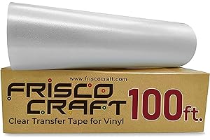 Frisco Craft C-370 Clear Transfer Tape for Vinyl 12" x 100 Feet Clear Lay Flat | Application Tape Perfect for Self Adhesive for Signs Stickers Decals - Compatible with Cricut Vinyl Cutters
