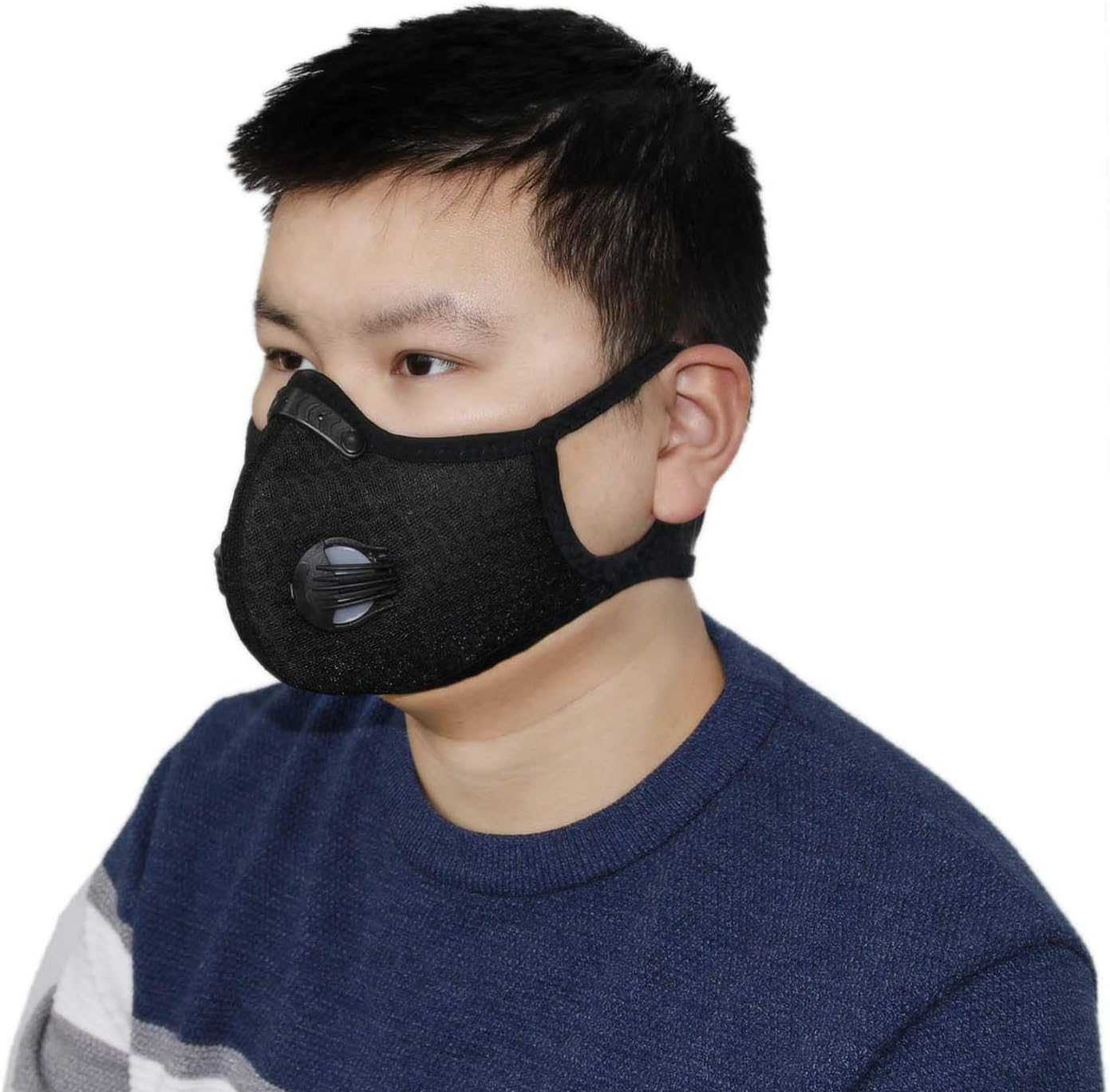 MDSTOP 2 Pcs Dust Filter Upgrade Activated Carbon Filter Windproof Foggy Haze Dust Filter Motorcycle Bicycle Cycling Ski Half Face Filter for Outdoor Activities (Black) : Sports & Outdoors