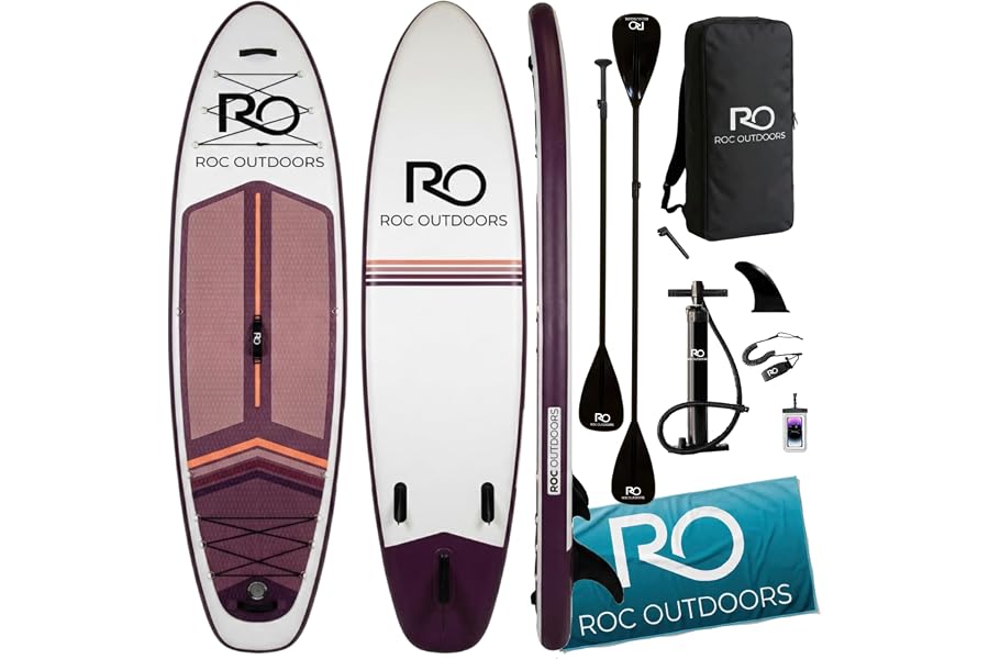 Roc Inflatable Stand Up Paddle Board 10' 6" with Premium SUP Paddle Board Accessories, Wide Stable Design, Non-Slip Comfort Deck for Youth & Adults