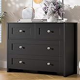 SunsGrove 40 inch Wide 4 Drawer Dresser, Modern Black Wooden Chest for Home Organization, Storage Cabinet for Bedroom, Living