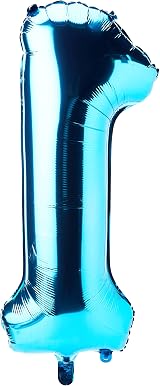 Unique Powder Blue Number 1 Shaped Large Foil Balloon 86cm view 3