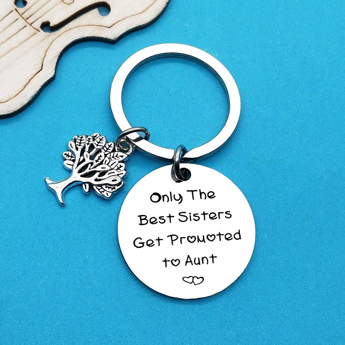 Huwujiu New Auntie Gifts for Sisters Friend Only the Best Sisters Get Promoted to Aunt Keyring New Auntie Keyring Gifts Aunt-to-be Gifts Pregnancy Announcement Gifts for Sister - Image 4