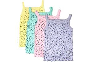 I&S Girl's 4 Pack Soft Cotton Cami Spaghetti Strap Tank Tops Undershirts