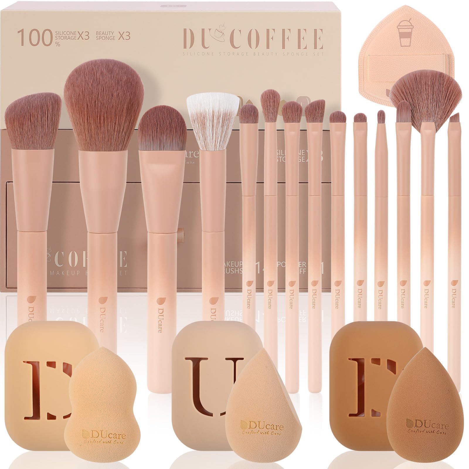 Photo 1 of ***FACTORY SEALED****
care 21pcs Makeup Gift Set,with 14Pcs Makeup Brush set 3pcs Makeup Sponges 3pcs Sponge Holder 1pc Powder Puff for Foundation Blending Powder Blush Eyeshadows