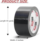 WELSTIK Black Duct Tape 50mm x 41m Waterproof PE Backing 7.5 Mil view 2