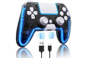 BRHE Wireless PS4 Controller with Hall 3D Joysticks/RGB LED Lights/Programming Funtion,PS4 Controller Remote Joystick Gamepad,Game Controller for PS4/Slim/Pro
