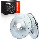 A-Premium 11.81 inch (300mm) Front Drilled and Slotted Disc Brake Rotors | for Select Honda and Acura Models - Accord 2003-2012, Pilot 2003-2008, TSX 04-14, Odyssey 99-04, TL 99-08, MDX, CL, 2-Pack