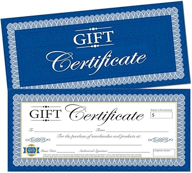 Amazon Com 25 Blank Gift Certificates For Your Business Size