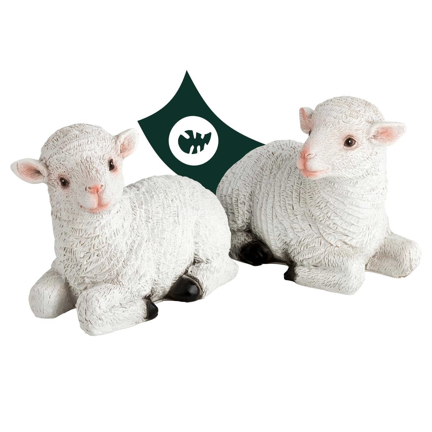 incubado 1PLUS Design Garden Figure 2 Lambs Garden Decoration Made of Artificial Stone - Cute Decoration for the Garden