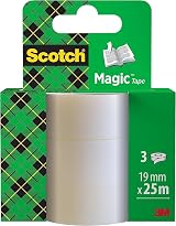 Scotch Magic Invisible Tape 3 Refill Rolls 19mm x 25m General Purpose