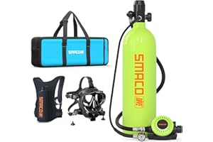 SMACO Mini Scuba Tank 1.9L Capacity Diving Oxygen Tank for Underwater Breathing Reusable Small Scuba Tank Kit with Portable B