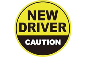 GEEKBEAR New Driver Car Magnet - Colorful, Reflective, Weather-Resistant - Circular 4.7 x 4.7 in (Yellow/Black)
