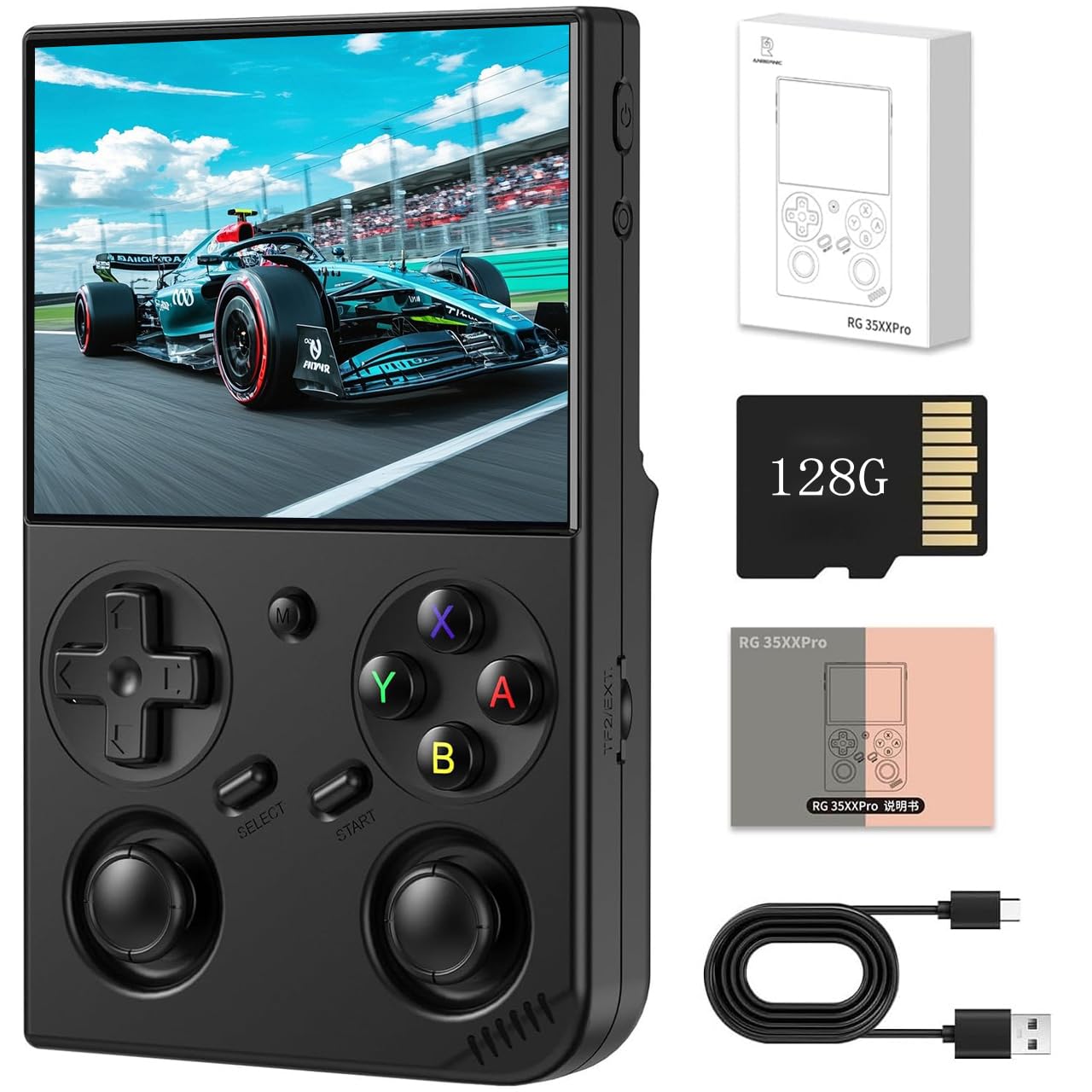 RG35XX Pro Retro Handheld Game Console, 3.5" IPS Screen Portable Video Game Console ,Built in 64G+128G Card & 8000 Games, Linux System Support WiFi Bluetooth (Black,128g)