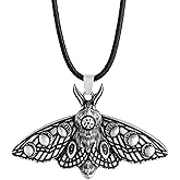 HAQUIL Moth Necklace, Moon Phase Moth Pendant, Wiccan Jewelry Gift for Women
