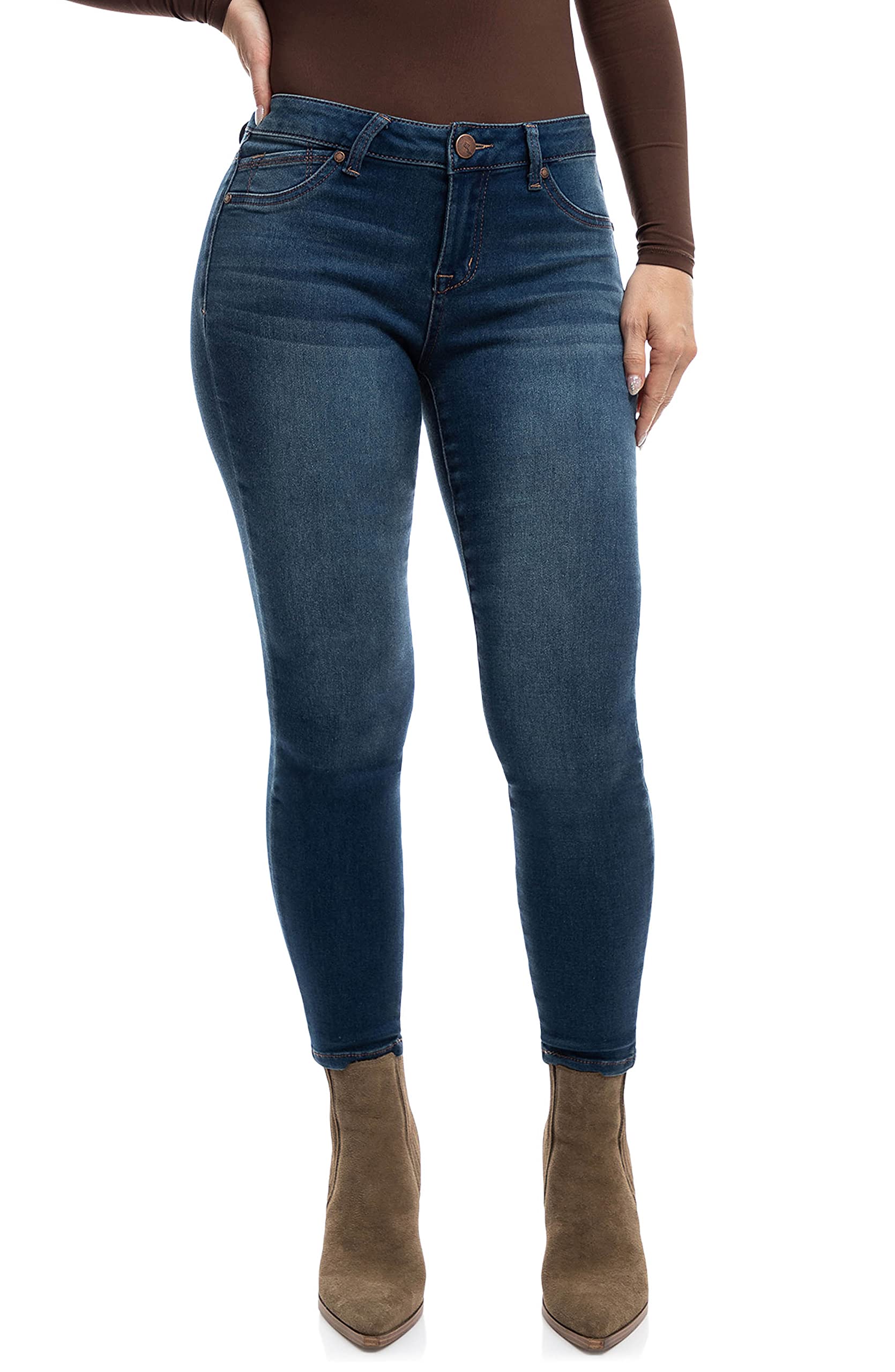 Photo 1 of 1822 Denim Women's Petite 26" Butter Mid-Rise Skinny Jeans in Ziggy - 8P/129P