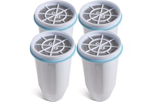 Zeroliquid ZR-001, ZR-017, ZR-004 Replacement Water Filters for Pitchers and Dispensers, Advanced 6 Stage Filtration System for 0 TDS, Remove Lead, Chlorine, Fluoride, PFOA/PFOS (4 Pack)