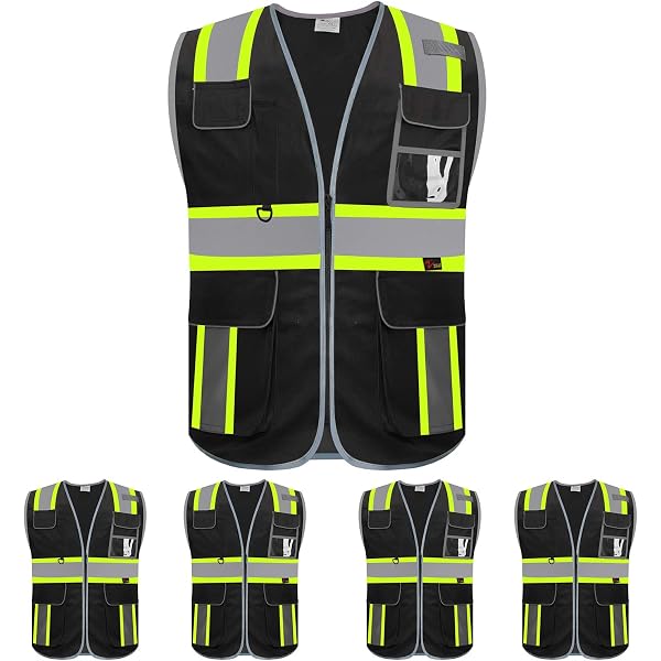 10-Pack Reflective Safety Vests With Pockets & Zipper - High Visibility For Work, Construction, Cycling (Fluorescent Green)