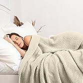 Organic Cotton Waffle Blanket Queen Size (90" x 90") Lightweight, Breathable and Soft, Luxurious Best Waffle Blanket for All-Season - Summer, Spring, Winter (Beige)