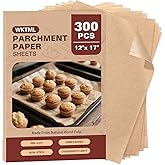 300 Pcs Parchment Paper Sheets, 12x17 Inches Unbleached Baking Paper, Non Stick for Gently Baking, Pre-Cut Half Sheet Parchment Paper for Oven, Air Fryer Liners, Microwave