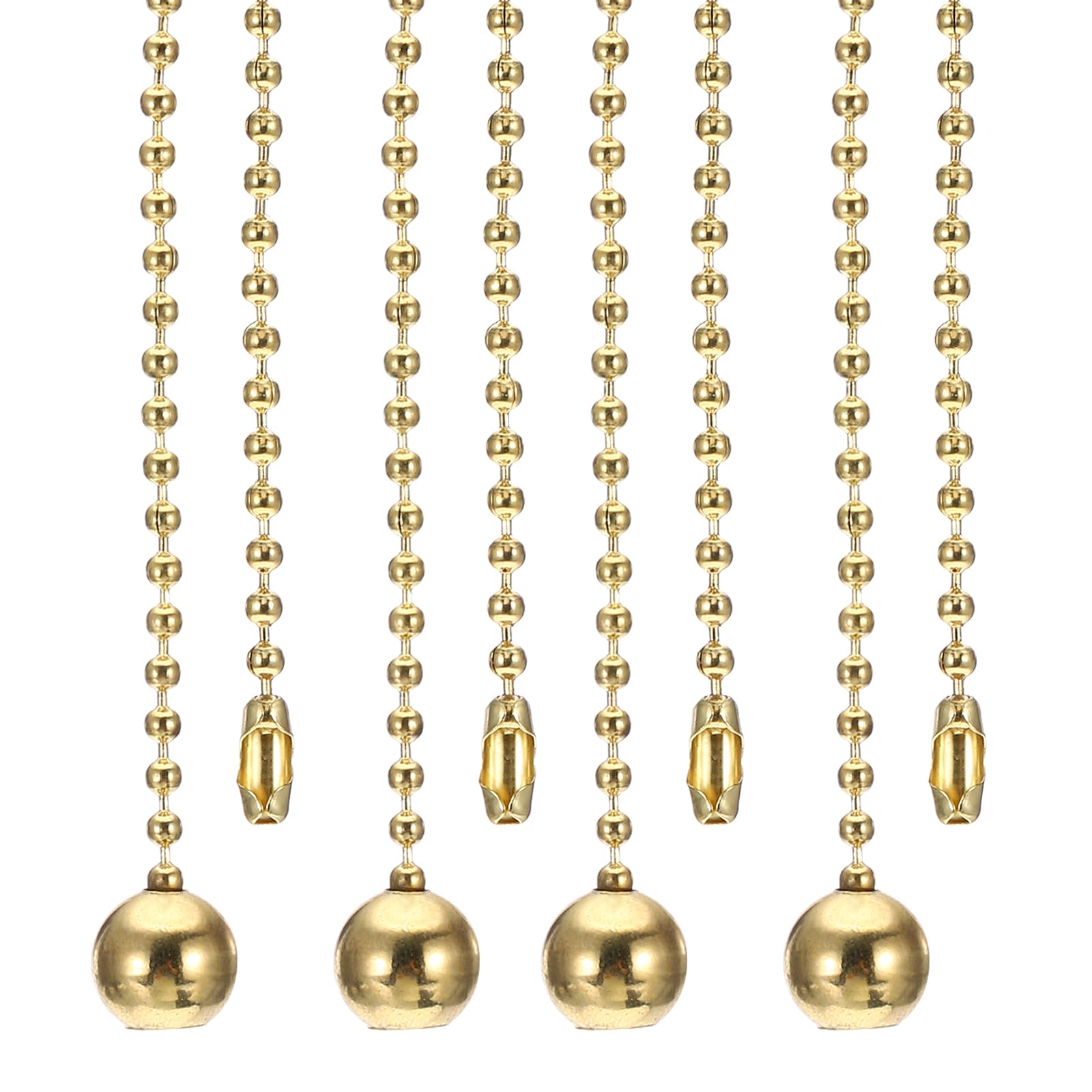 PATIKIL 1M 3.3ft Ceiling Fan Pull Chain, 4 Pcs Beaded Pulls Cord Extender Ball Pendant for Fan Light Chandelier Table Lamp Pulling Switch, Gold Tone