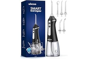 HOHOO Water Dental Flosser, Portable Oral Irrigator with 300ML Water Tank, IPX7 Waterproof, Rechargeable, 4 Modes for Deep Teeth Cleaning, Travel-Friendly (Black)