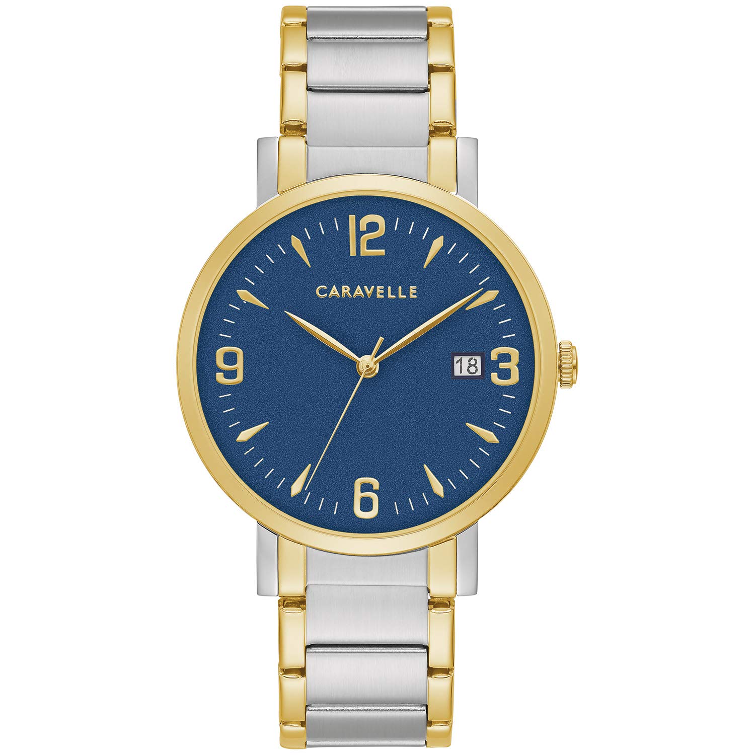 Caravelle by Bulova Reloj de vestir de cuarzo de dos tonos de acero inoxidable para hombre, esfera azul Estilo: 45A149