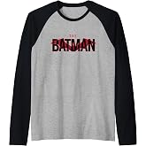 The Batman Logo with Red Bat Raglan Baseball Tee