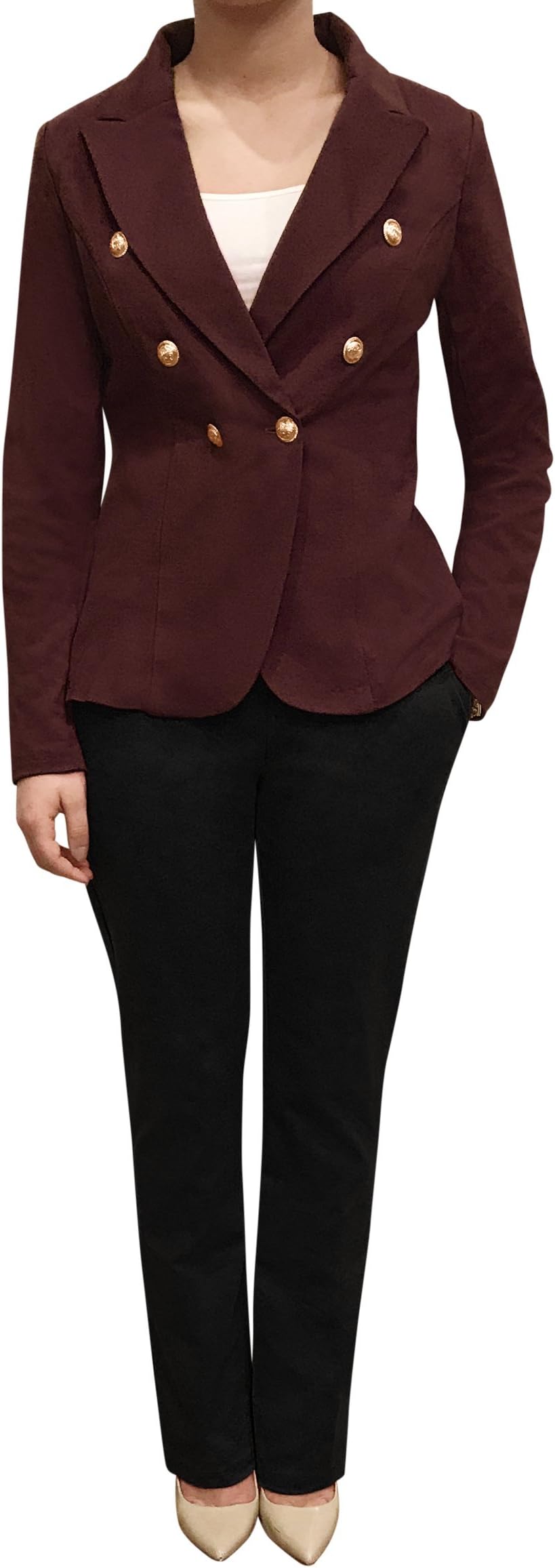 OrlyCollection Double Breasted Casual Work Office Blazers for Women Jacket- with Gold Button on The Sleeves Made in USA