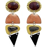 Hanavigar Bohemian Handmade Geometry Crystal Lightweight Long Dangle Drop Earrings National Style Exaggeration Gothic Sunflower Stone Stud Earrings For Women Jewelry Gift