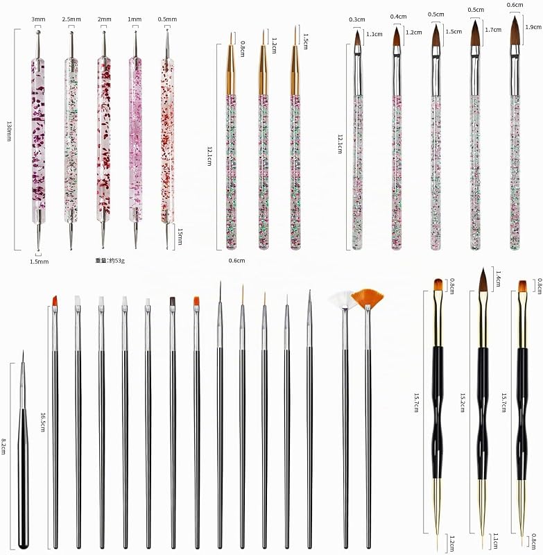 32 Stück Professionelle Nageldesign-Pinsel Nagelzeichnungs-Stifte & Punktierwerkzeuge mit Nagelpinselhalter Präzise Maniküre-Pinsel für Anfänger & Salon geeignet Perfekt für DIY-Nageldesign zu