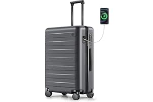NINETYGO Carry on Luggage 22x14x9 Airline Approved with USB Port, 20 Inch Hardshell Spinner Hardside Suitcase with Wheels, TSA Lock for 3-5 Days Travel Quick Getaway Business, 38L, Gun