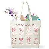 JUSITAKEET Pink Bow Canvas Tote Bag