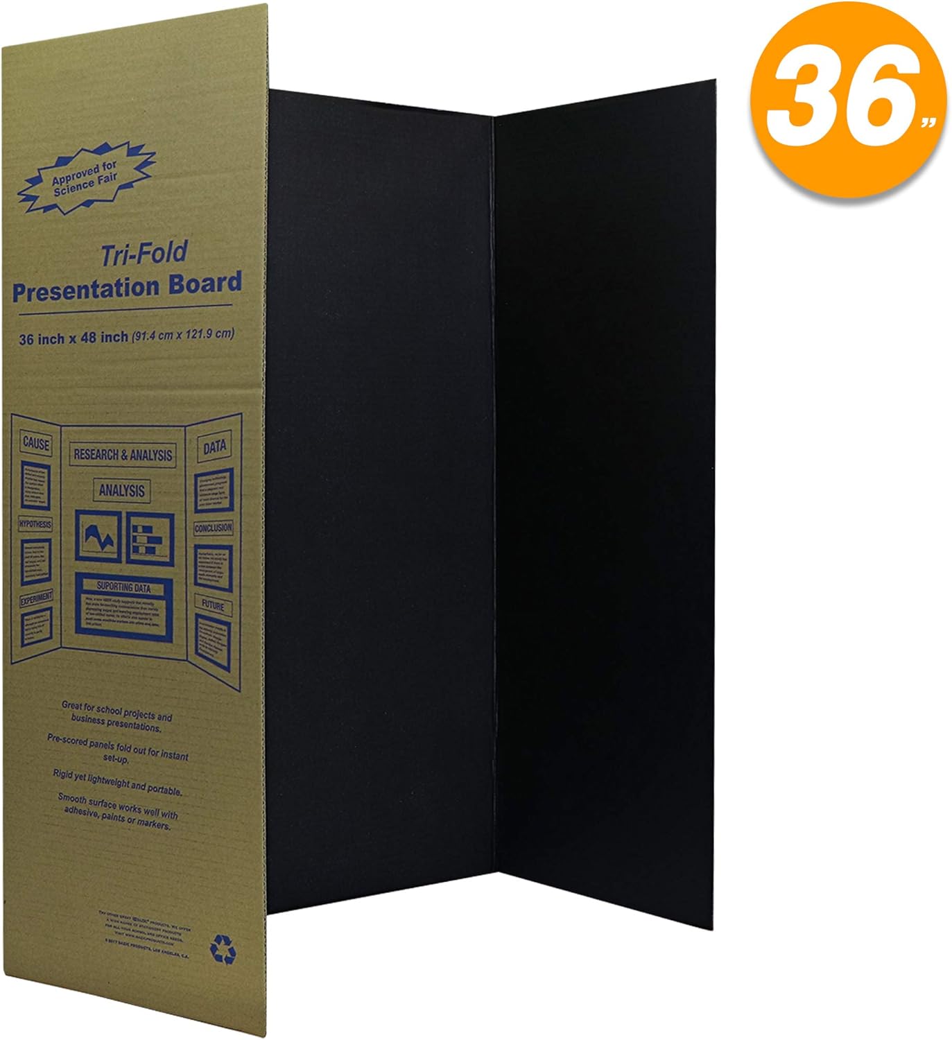 Black TriFold Presentation Board 36" x 48" Corrugated Tabletop Display