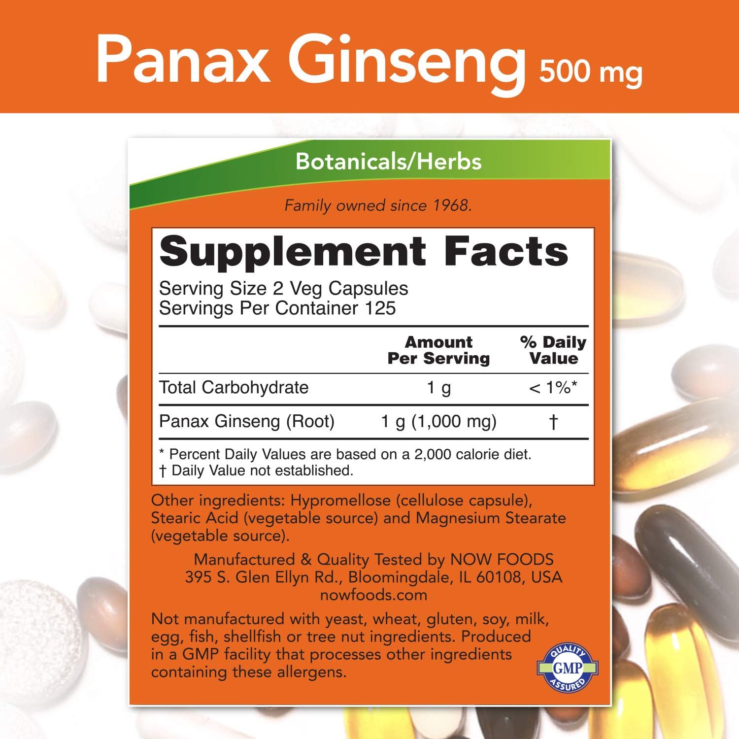 NOW Supplements, Panax Ginseng 500 mg, 250 Capsules: Health & Personal Care
