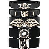 5 PCS 31.5cm Wide Waist Belts for Women, Vintage Elastic Belt for Dress, Stretchy Waistband Belt with Metal Buckle, Fashion Waist Belts Perfect for Women Dresses, Sweater and Shirt (Black)