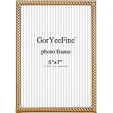 5x7'' Gold Rope Design Metal Picture Frames with Hi Quality Velvet Backing and Real Glass Front,Gold Photo Frame 7x5'' for Desktop Display Or Wall Hanging