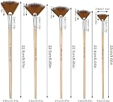 Prasacco 5 Pieces Fan Brush Set Nylon Hair Wooden Handle Painting Brushes view 2