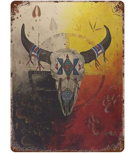 Native American Horse Metal Tin Sign - Colorful Southwestern Indian Horse Wreath Decor, 12x12 Inch, Rustproof