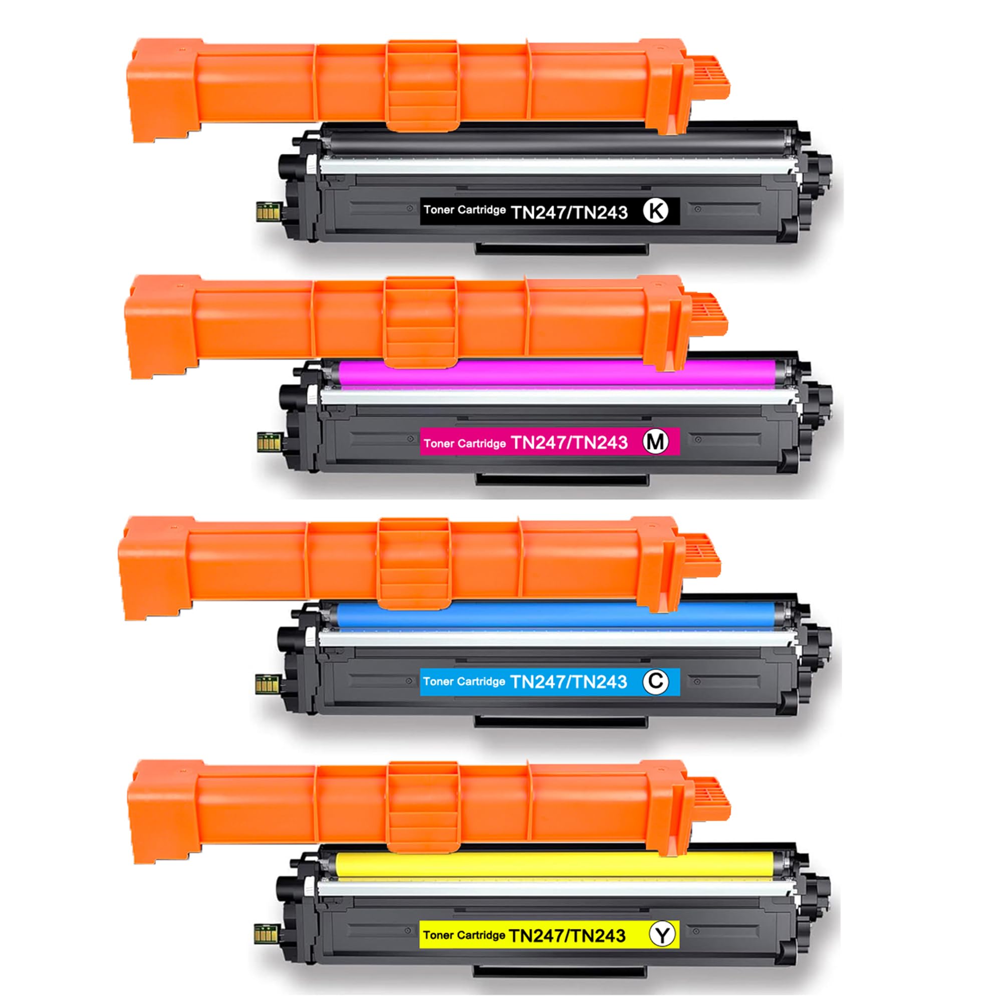 TN247 Toner Cartridges Compatible for Brother TN-243CMYK Toners DCP-L3550CDW DCP-L3510CDW HL-L3230CDW HL-L3210CW MFC-L3750CDW MFC-L3770CDW, TN-247BK TN-247C TN-247Y TN-247M