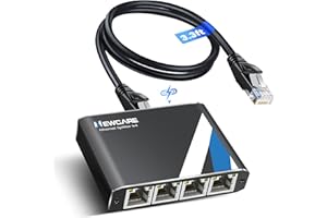 Gigabit Ethernet Splitter 1 to 4 High Speed 1000Mbps with 3.3ft LAN Cable, NEWCARE 1 in 4 Out Multi RJ45 Port Internet Splitt