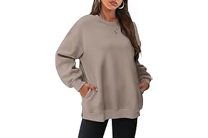 WIHOLL Womens Oversized Sweatshirts Crewneck Long Sleeve Tops Fleece Pullover Fall Fashion Clothes with Pocket