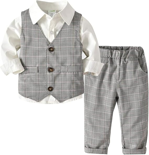 Happy Cherry Costume Mariage Bebe Enfant Garcon Costume Ceremonie Chemise Gilet Pantalons Accessoire Ensemble De Costume Soiree Tenue Garcon Mariage 2 10 Ans 4 Couleurs Garcon Costumes