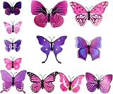 TUPARKA 36 Pieces 3D Butterfly Wall Stickers Purple PVC Magnets Dots view 2
