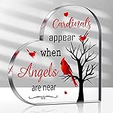 Capoda Red Cardinal Decor Sympathy Memorial Present for Women Remembrance Memory Plaque Gift Crystal Bereavement Grief Condolence Gifts for Loss of Loved One Table Centerpieces Decor