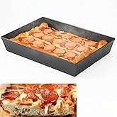 Jisculo Detroit Style Pizza Pan 10x14x2.5 (Non-Stick, BPA & PFOA Free) Heat-Resistant Up to 800°F, Pre-Seasoned Authentic Hard Anodized Detroit Deep Dish Pizza Pan, Five-Year Free Replacement